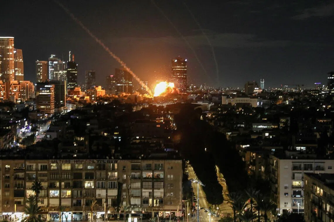 An explosion in Tel Aviv, Israel, on Feb 28, after an Iranian missile attack.