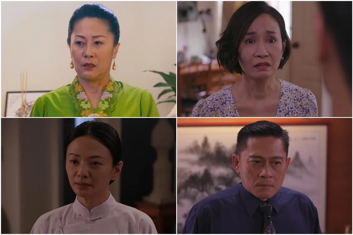 (Clockwise from top left) Former Mediacorp stars Tracer Wong, Angela Ang and Desmond Shen, and actress Mindee Ong in Silent Walls.