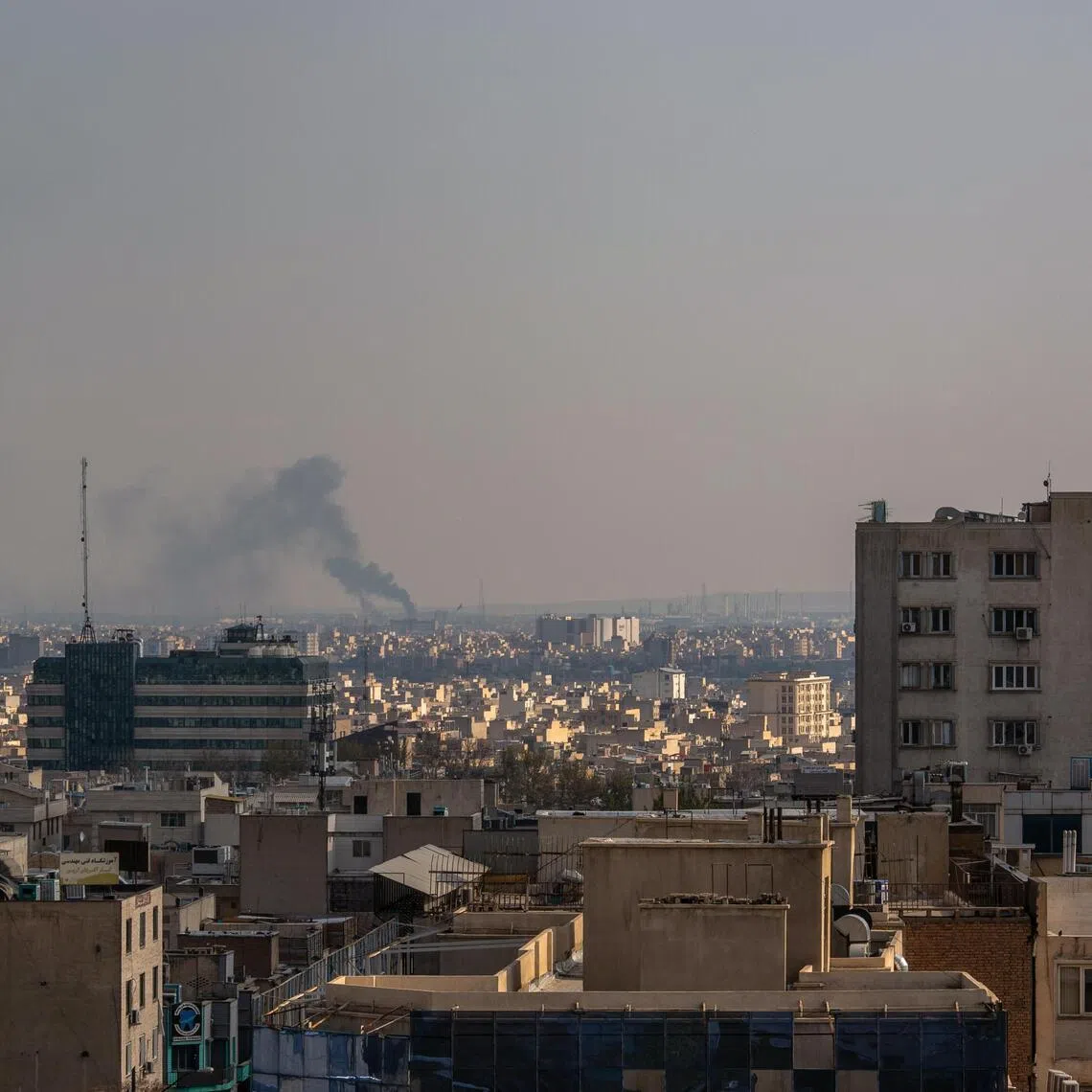 Smoke rises after an airstrike in Tehran on April 1, 2026.