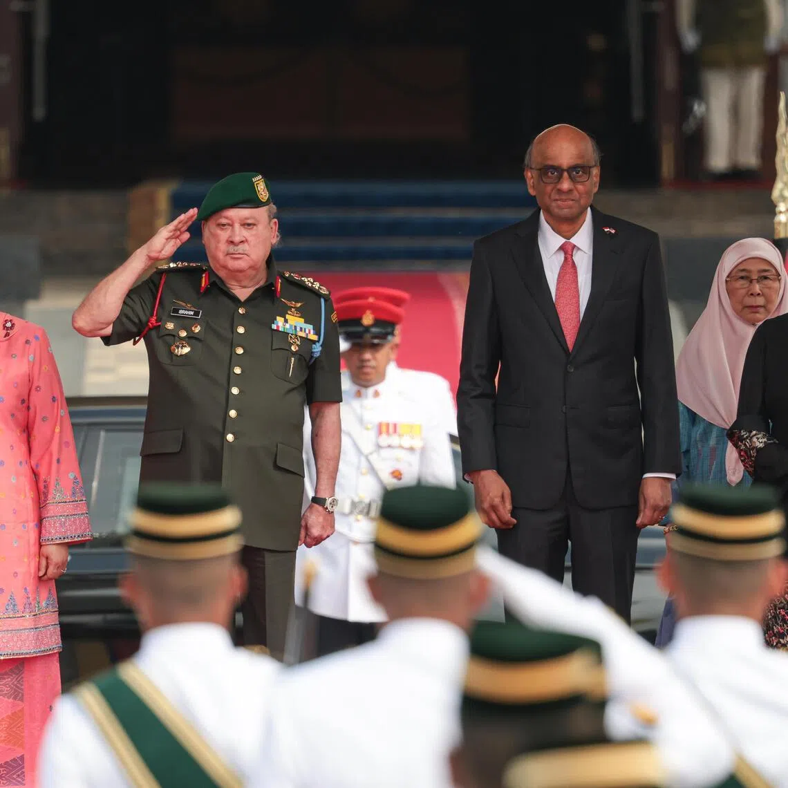 President Tharman Shanmugaratnam received a welcome ceremony during his state visit at the invitation of Malaysian King Sultan Ibrahim Iskandar on July 13.