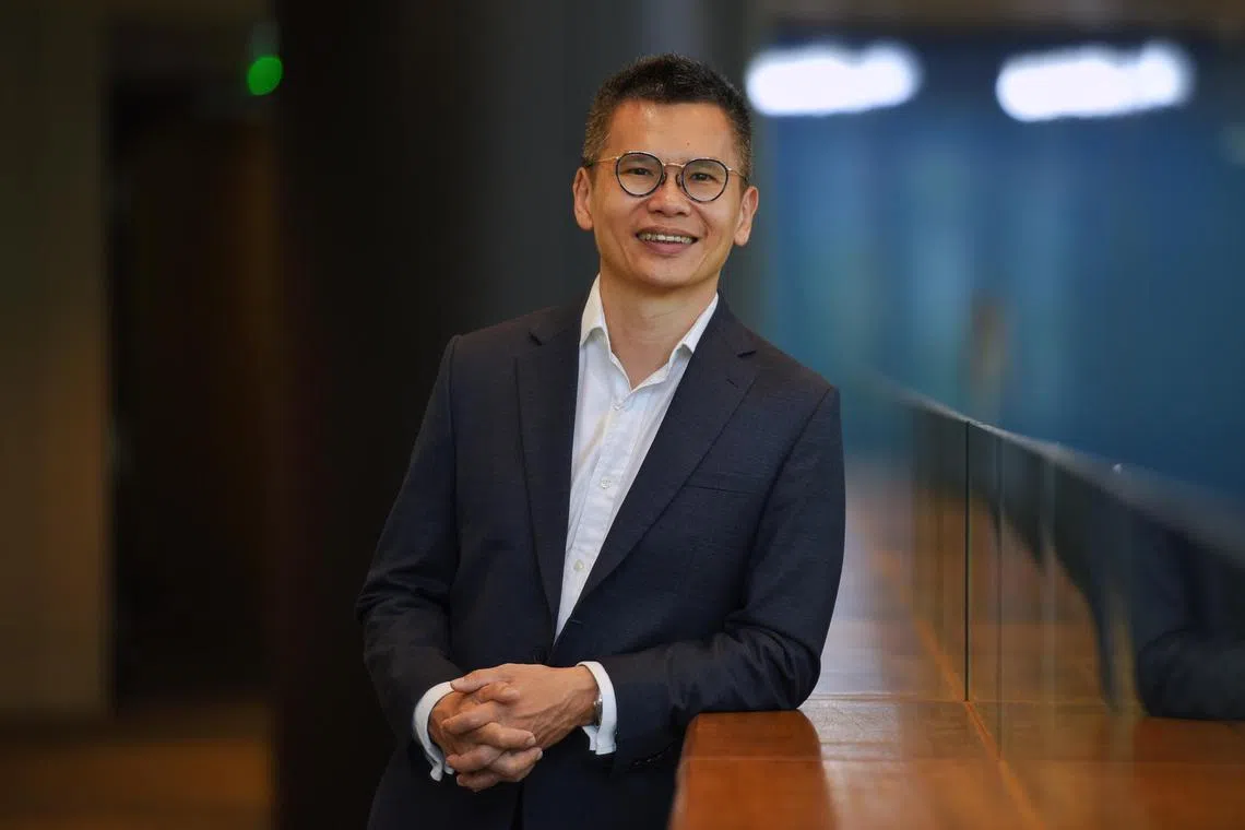 ST20240411_202485711158/pamoney/Heng Yi-Hsin/Prisca Ang/ Profile of BigFundr Founder and CEO Quah Kay Beng, 49, at Aspial One on April 11, 2024. ST PHOTO: HENG YI-HSIN