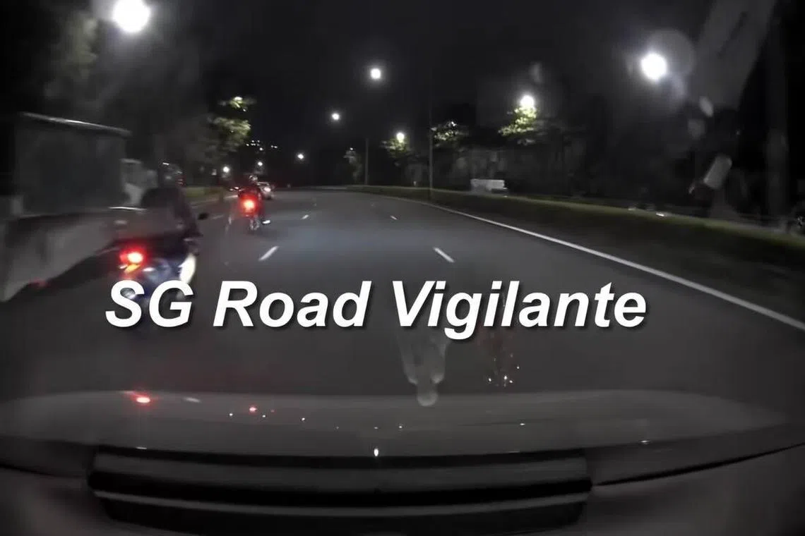 The lorry is sent careening rightward across all four lanes of the expressway before it comes to a halt against the road divider. 