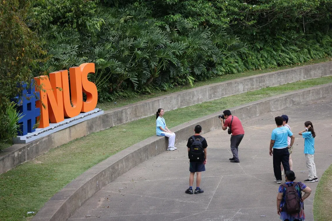 Visitors at NUS' University Town during a student-led guided tour on Feb 5.