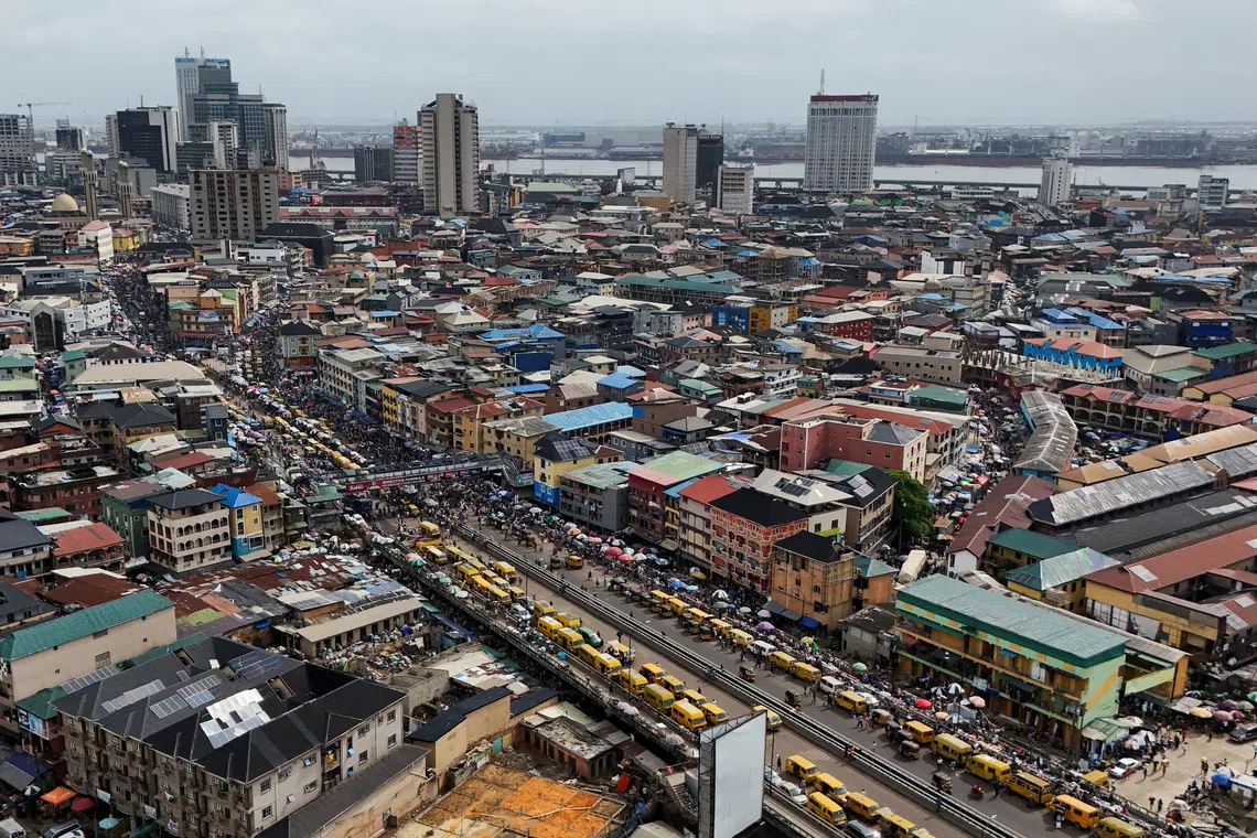 A drone view of commercial hub of Lagos Island, in Lagos, Nigeria, November 3, 2025. REUTERS/Sodiq Adelakun