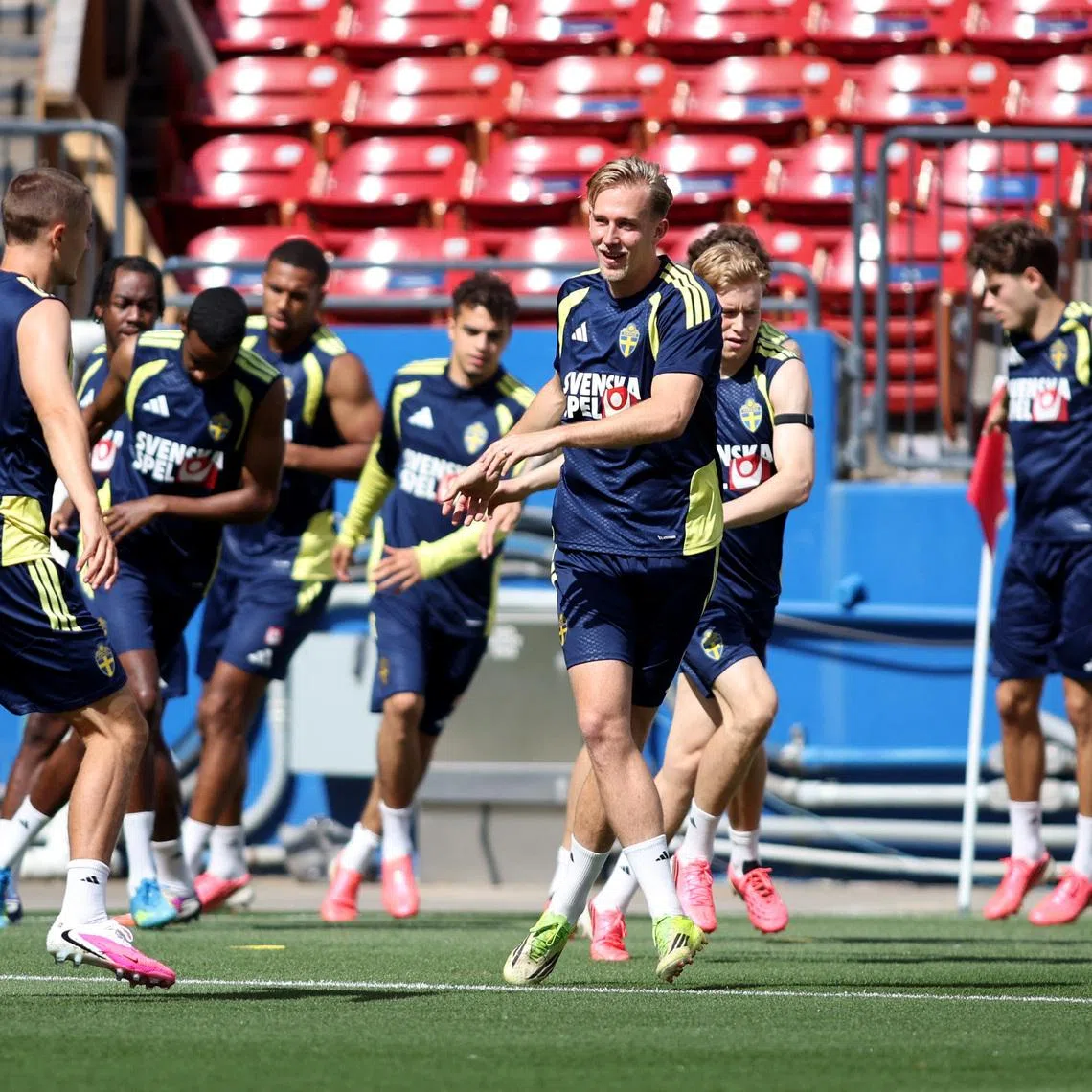 Sweden's World Cup squad training in Texas on June 9 ahead of their opener against Tunisia on June 14.