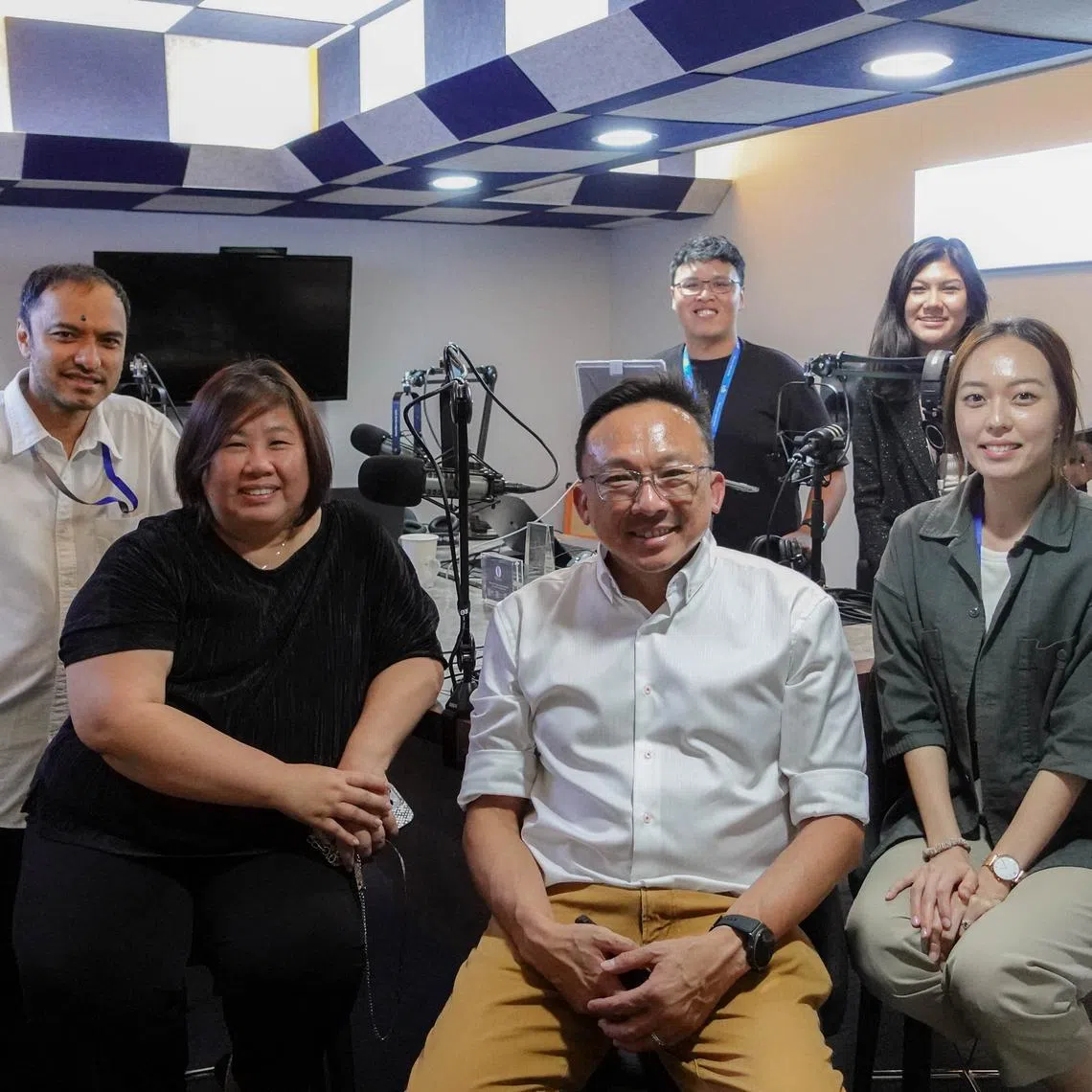 (First row, from left) ST podcast editor Ernest Luis, Belinda Huang and Khoo Peng Beng, founders and directors of Arc Studio Architecture + Urbanism, housing correspondent Michelle Ng, (second row) podcast producer Hadyu Rahim  and digital graphics journalist Charlene Chua.