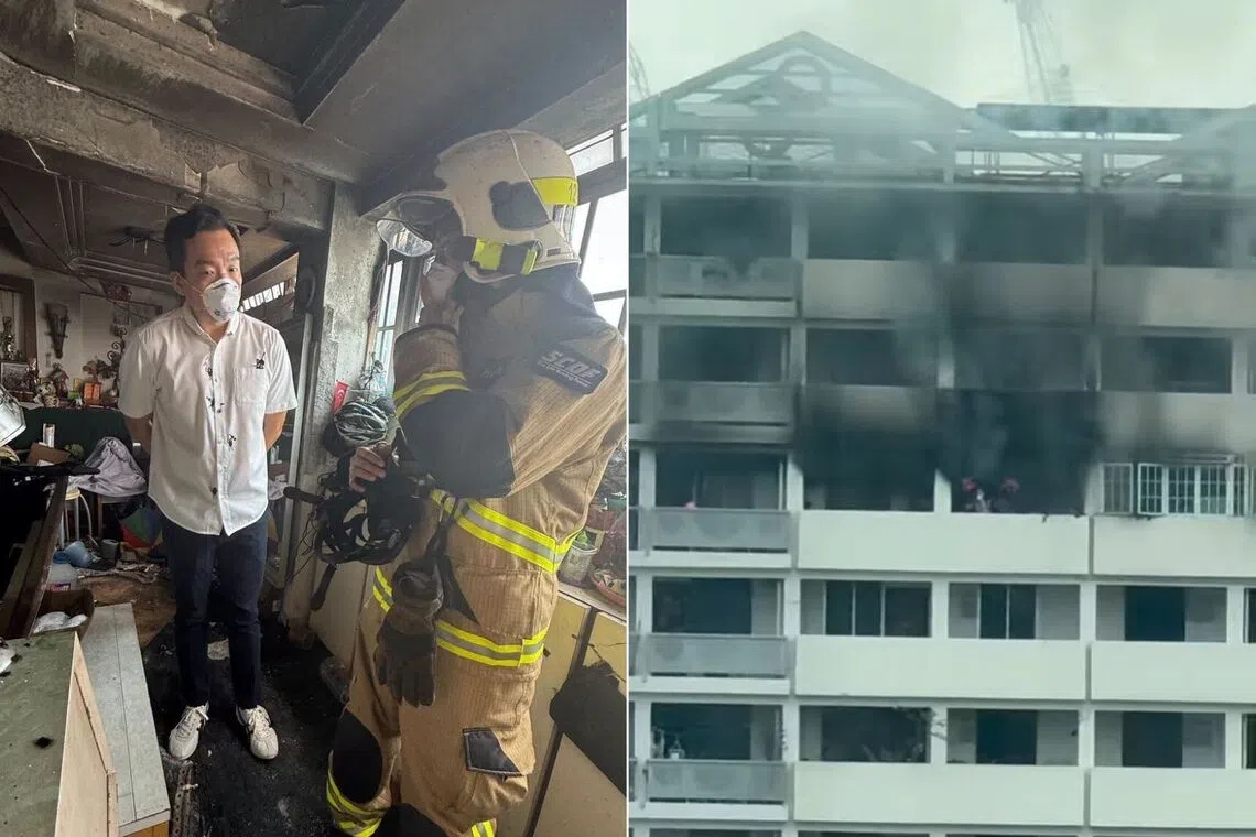 The Singapore Civil Defence Force said that it was alerted to the fire at Block 158 Mei Ling Street at about 12.30pm.