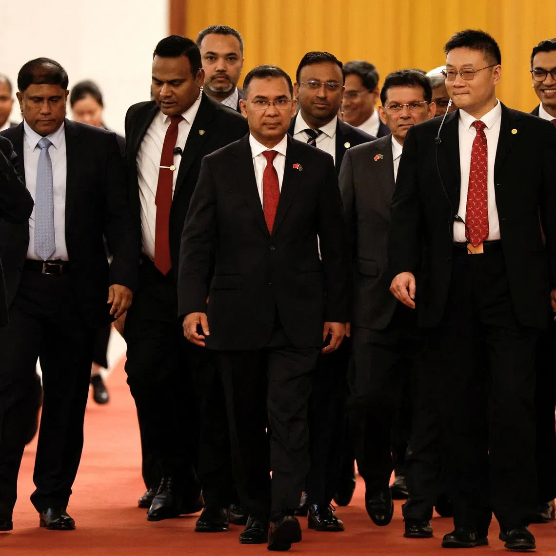 Bangladesh's Prime Minister Tarique Rahman arrives for a meeting with Chinese President Xi Jinping at the Great Hall of the People, in Beijing, China June 26, 2026. REUTERS/Tingshu Wang/Pool