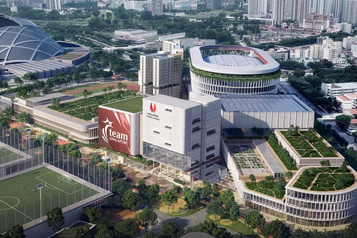 The Singapore Sports School and new national training centres for some key sports (in background) are among the new additions to the sporting precinct.