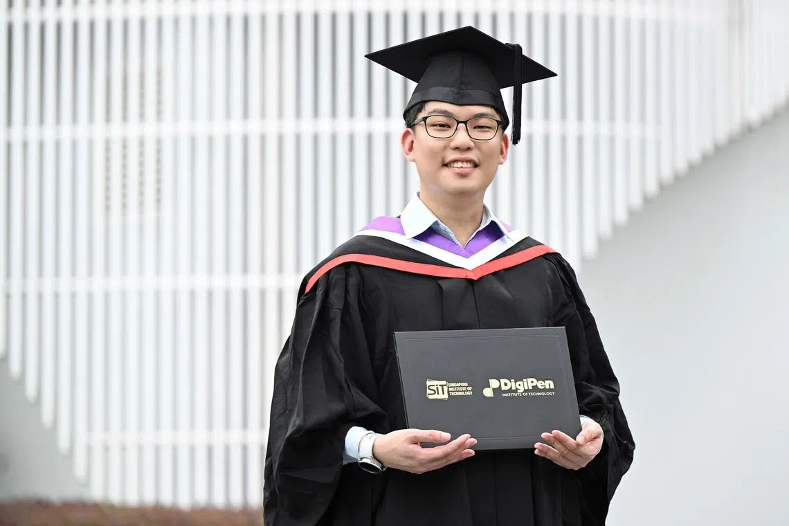 Picture taken on Oct 17 , 2024 of Solomon Tan Teng Shue, 26 , SiT graduate from the pioneer batch of Computer Science in Interactive Media and Game Development students.