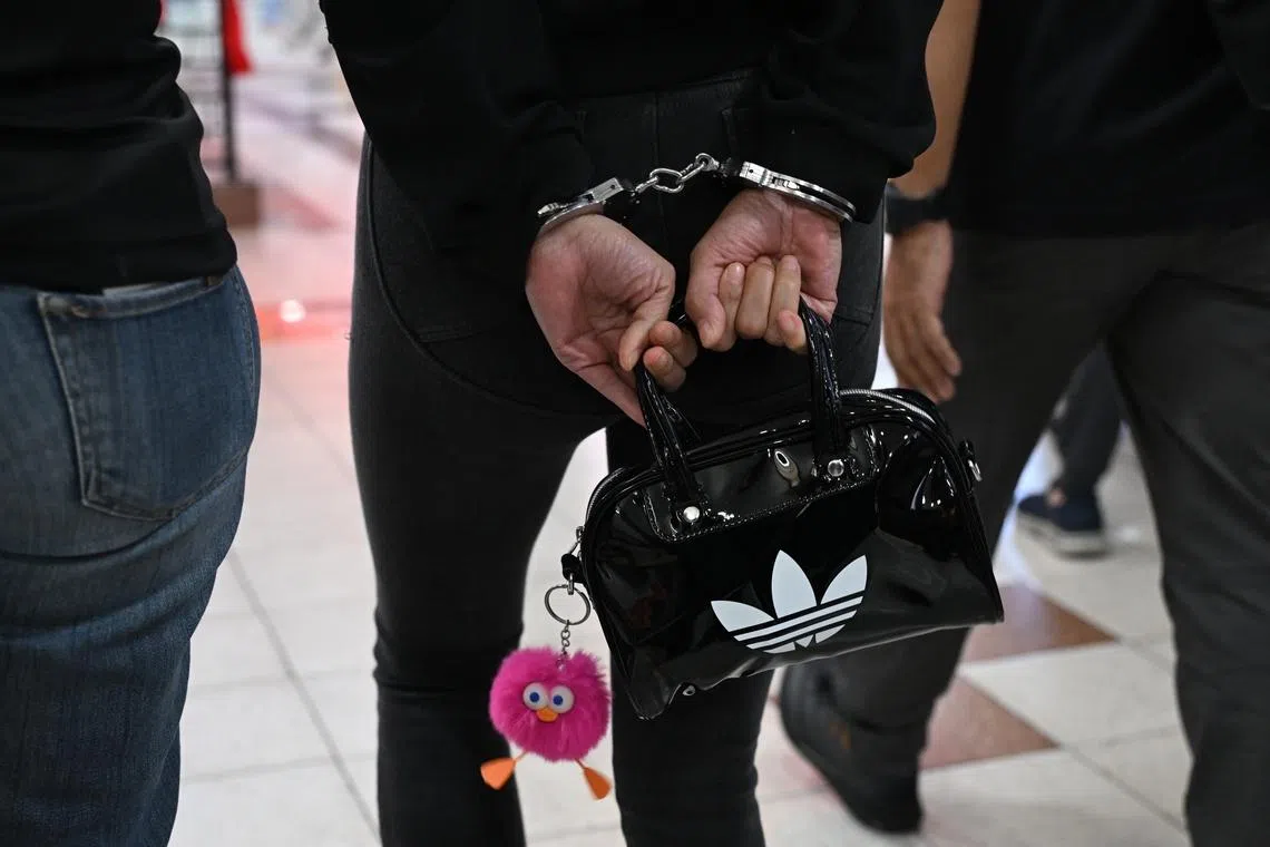 A female worker in a massage parlour at People's Park Complex arrested for suspected vice activities on Feb 12.