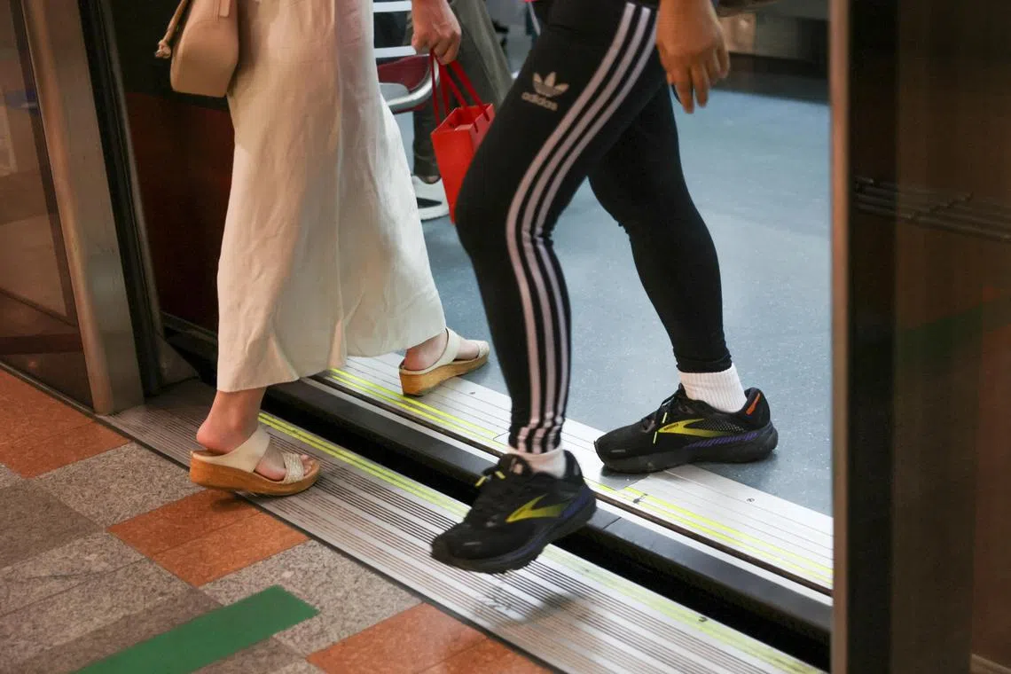 ST20240212_202461897281 : Gin Tay/ elplatform13/ Esther Loi/
Platform with gap fillers on Circle Line Trains at Marymount station, on Feb 12, 2024.