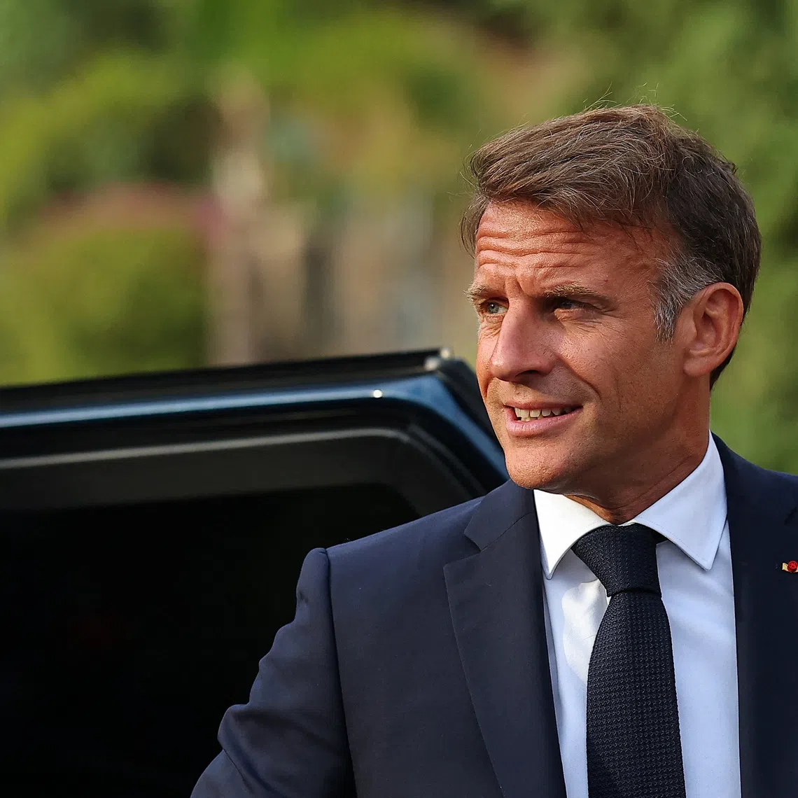 French President Emmanuel Macron attends a ceremony commemorating the 82nd anniversary of World War II's Operation Dragoon Allied landings in Provence and the liberation of the village of Bormes-les-Mimosas, southeastern France, August 17, 2026. REUTERS/Manon Cruz/Pool