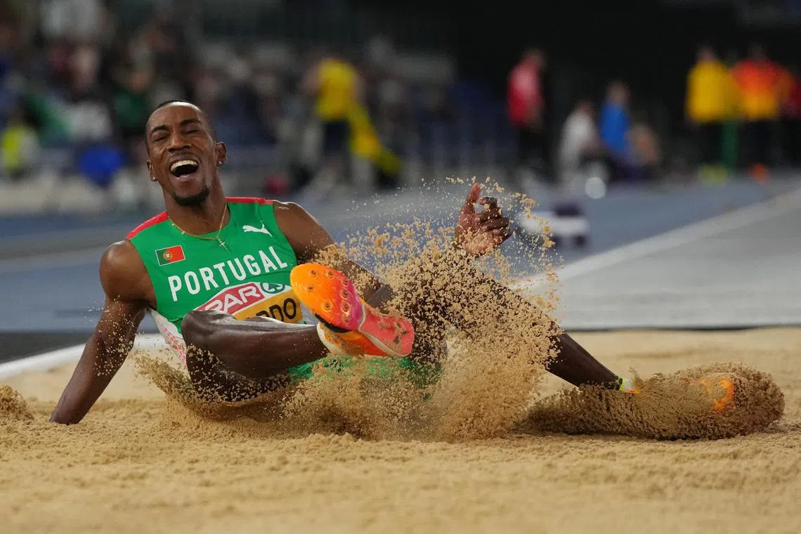 Portugal's Pedro Pichardo in the men's triple jump final at the European Athletics Championships in Rome on June 11, 2024, when he won the silver.