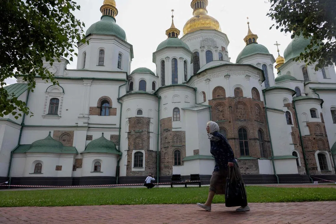 A massive overnight drone attack by Russia caused the collapse of part of the facade on Kyiv's 11th-century St Sophia's Cathedral.