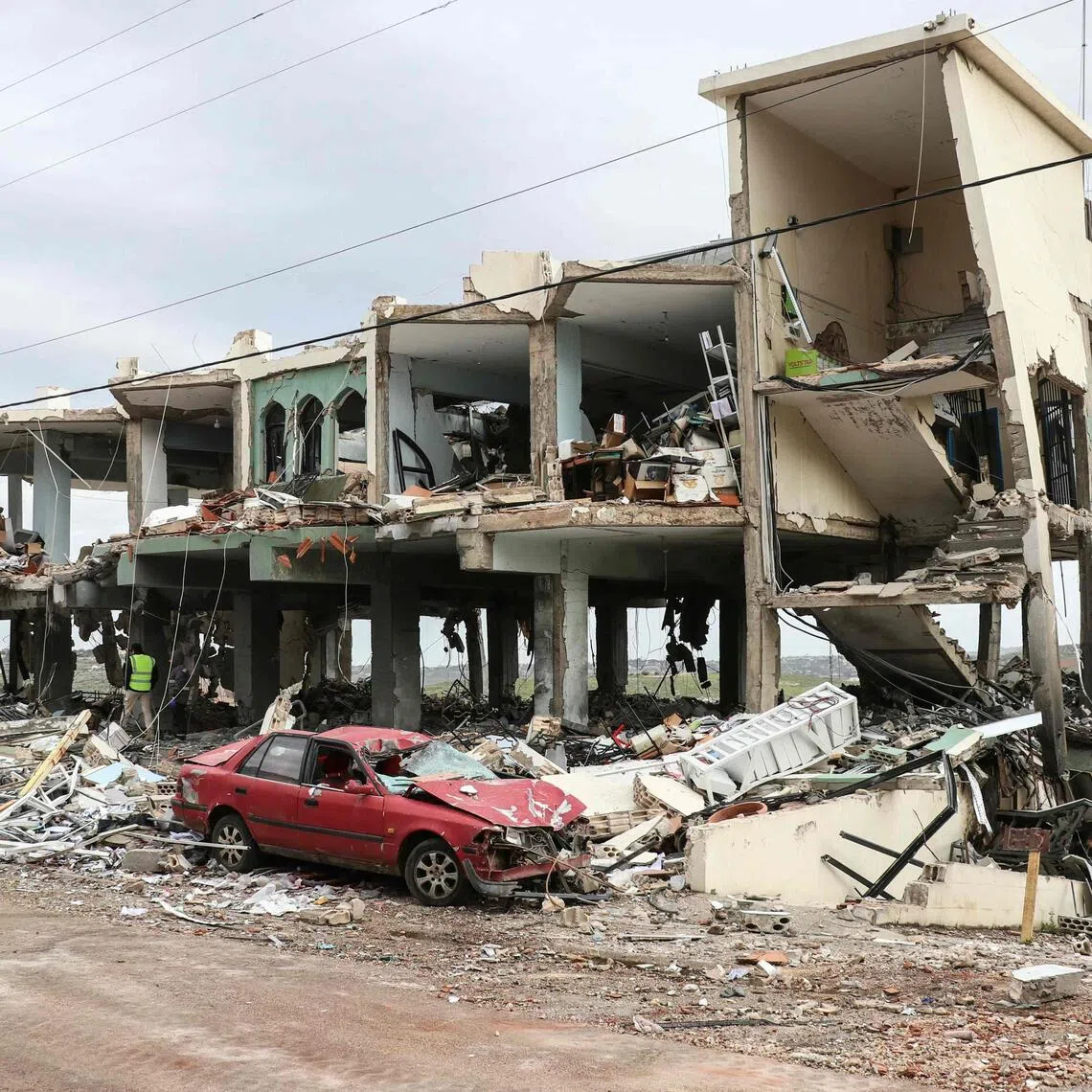 A healthcare centre destroyed by an Israeli air strike in the southern Lebanese town of Burj Qalawiya, on March 14.