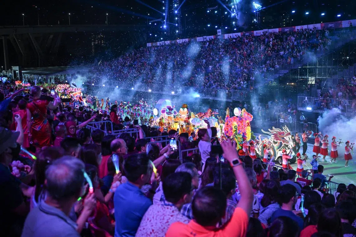 Chingay 2024 Actual Parade 1 with GOH President Tharman Shanmugaratnam and Ms Jane Ittogi