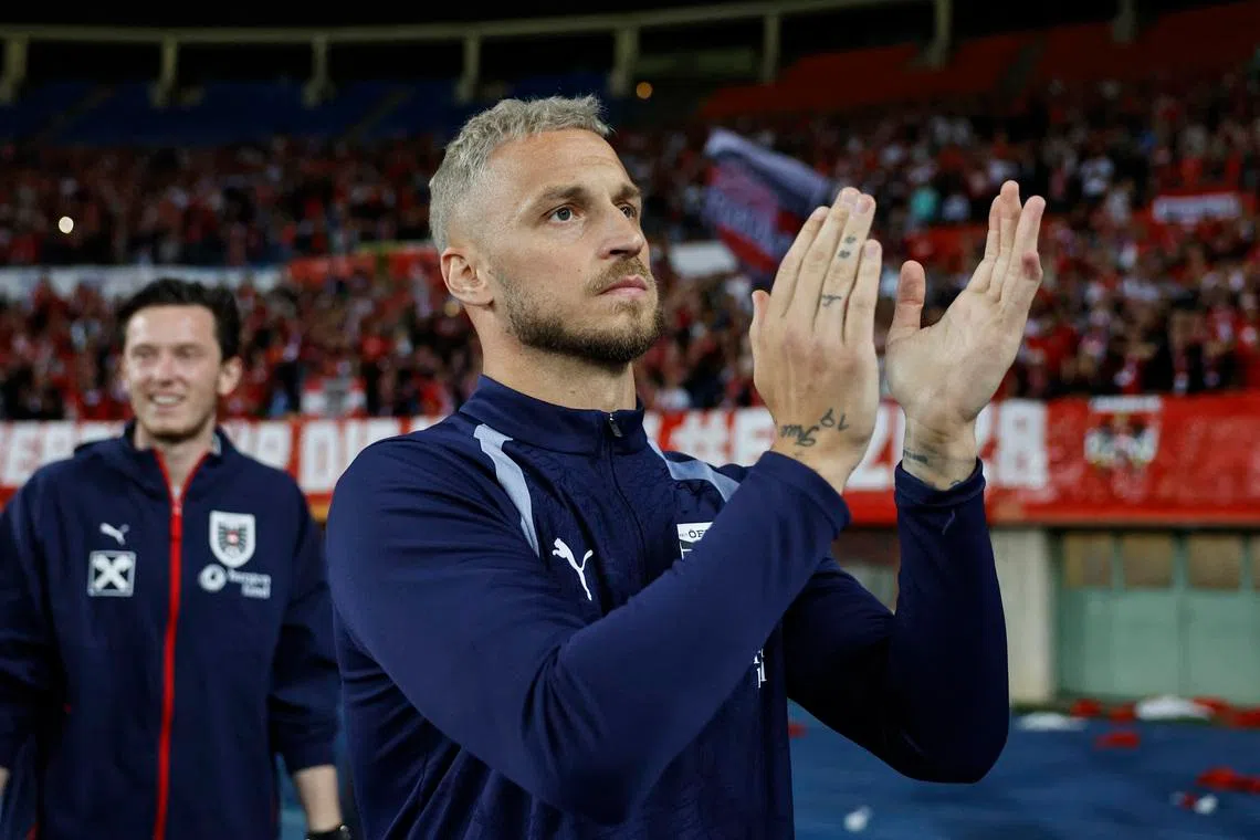 Soccer Football - International Friendly - Austria v Tunisia - Ernst Happel Stadion, Vienna, Austria - June 1, 2026 Austria's Marko Arnautovic applauds fans after the match REUTERS/Lisa Leutner