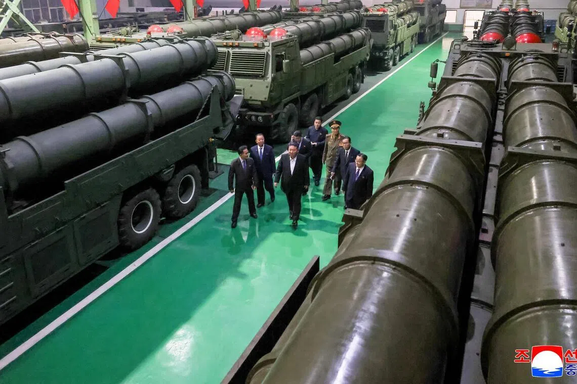 North Korean leader Kim Jong Un called for more than double the production capacity of tactical guided weapons on his latest visit to a munitions factory.