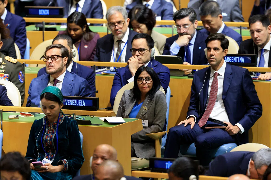 Venezuela's interim President Delcy Rodriguez attends the 81st United Nations General Assembly at UN headquarters in New York City, US, September 22, 2026. REUTERS/Brendan McDermid
