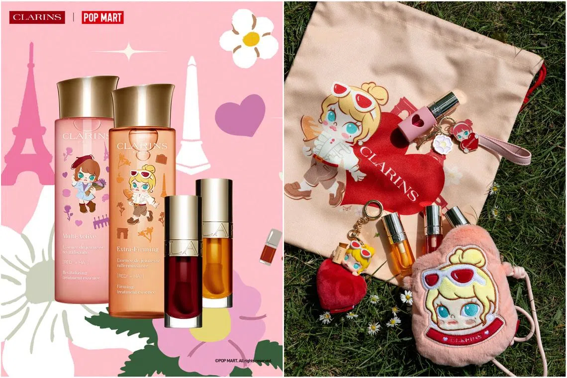 Pop Mart character Molly is featured on collectibles in a collaboration with French skincare brand Clarins.