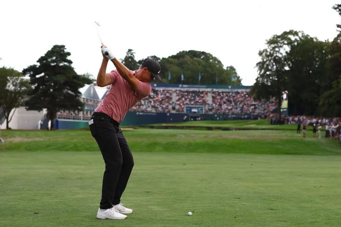 Golf - European Tour - BMW PGA Championship - Wentworth, Virginia Water, Britain - September 16, 2023 Sweden's Ludvig Aberg in action during the third round Action Images via Reuters/Paul Childs