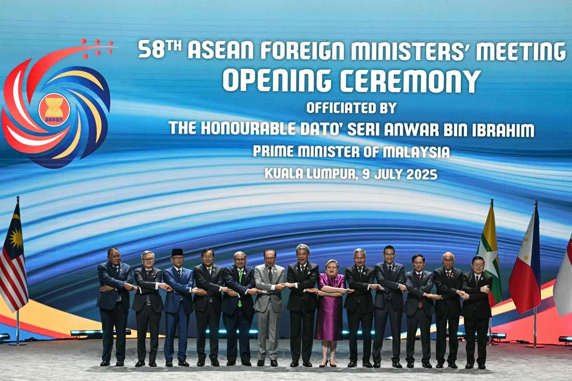 Asean leaders and foreign ministers also pledged to deepen regional economic integration and energy cooperation at talks in Kuala Lumpur on July 9.