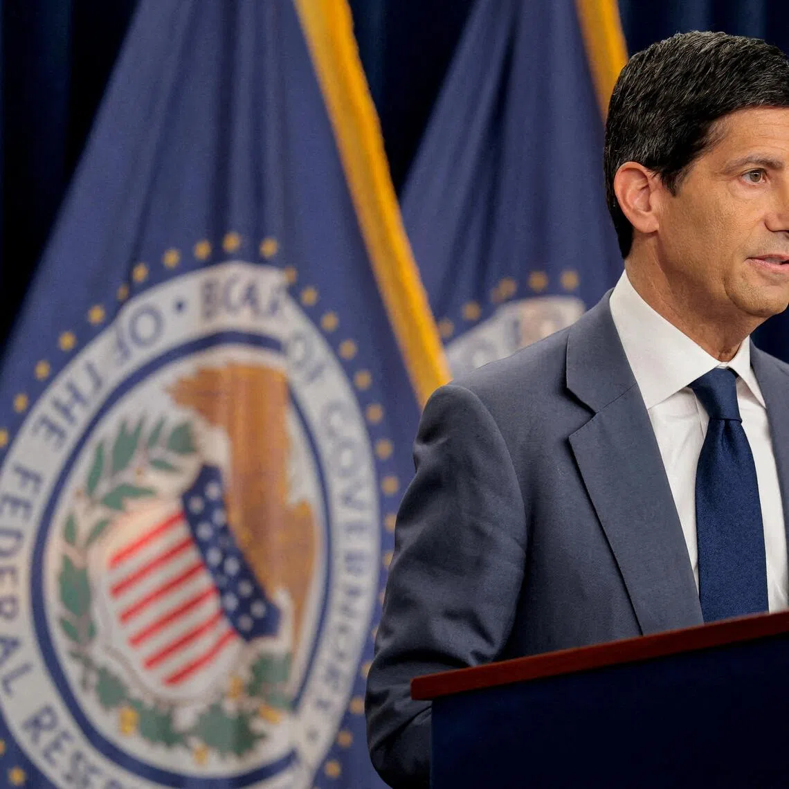 US Federal Reserve chairman Kevin Warsh holding his press conference following a two-day meeting of the Federal Open Market Committee on Oct 28.