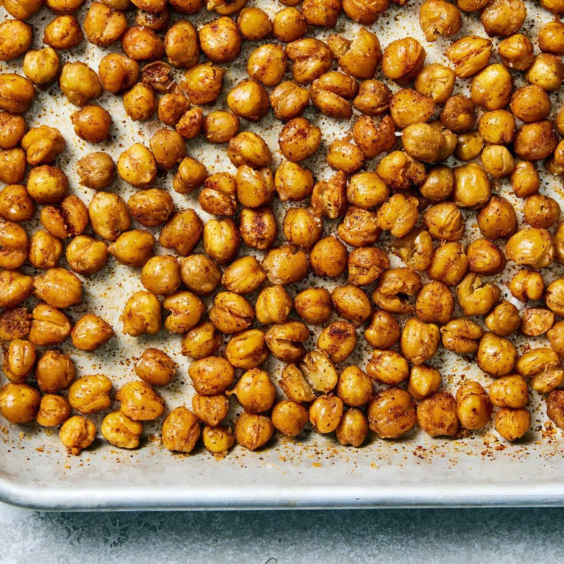 Seasoned and roasted chickpeas. 