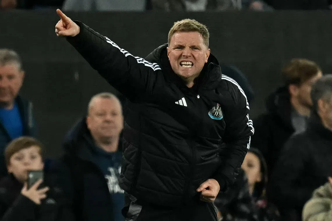 Newcastle United manager Eddie Howe during the English Premier League match against Everton, which ended 0-0.