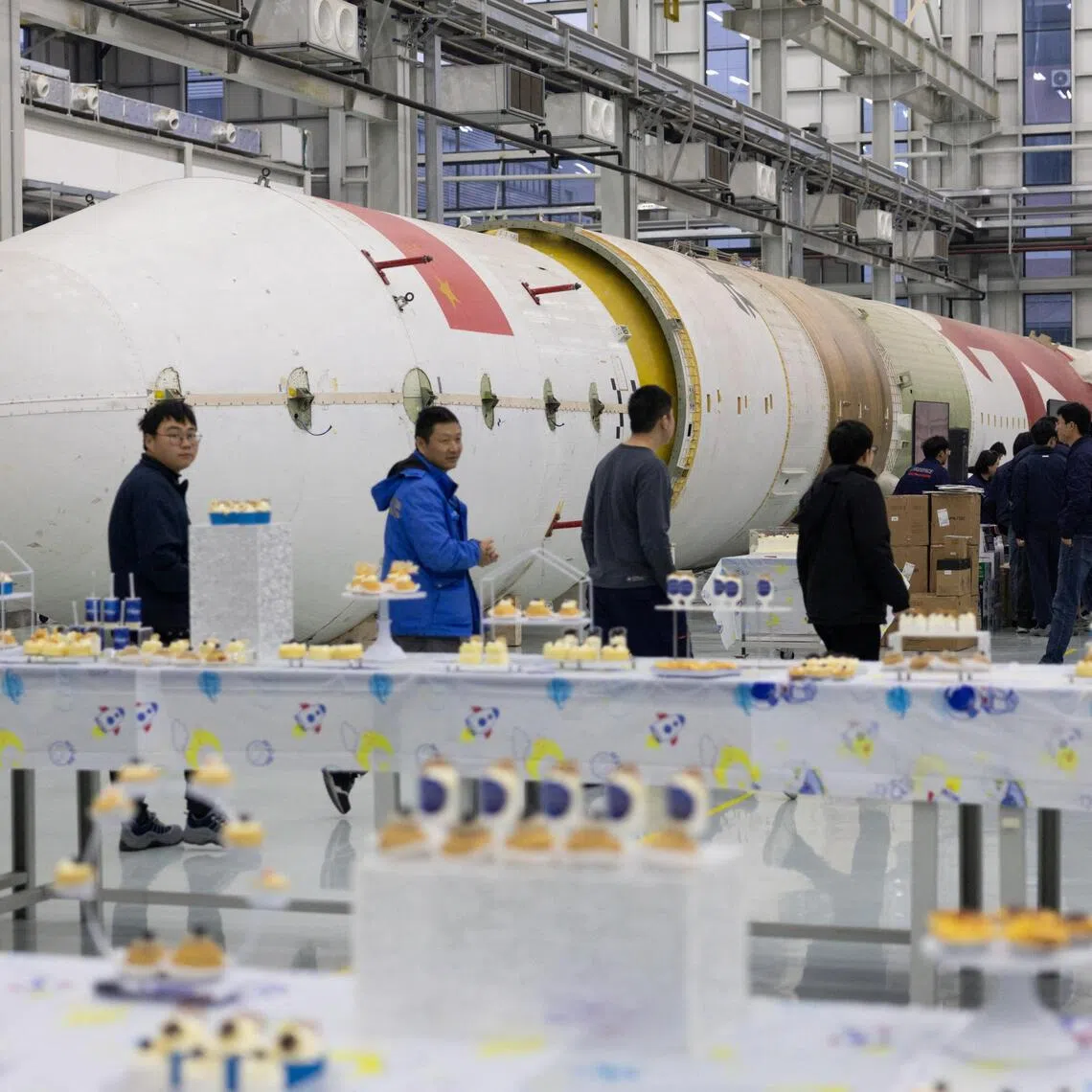 A test rocket body for the Zhuque-2 program at China’s private rocket company LandSpace's factory in Huzhou, Zhejiang province, China.