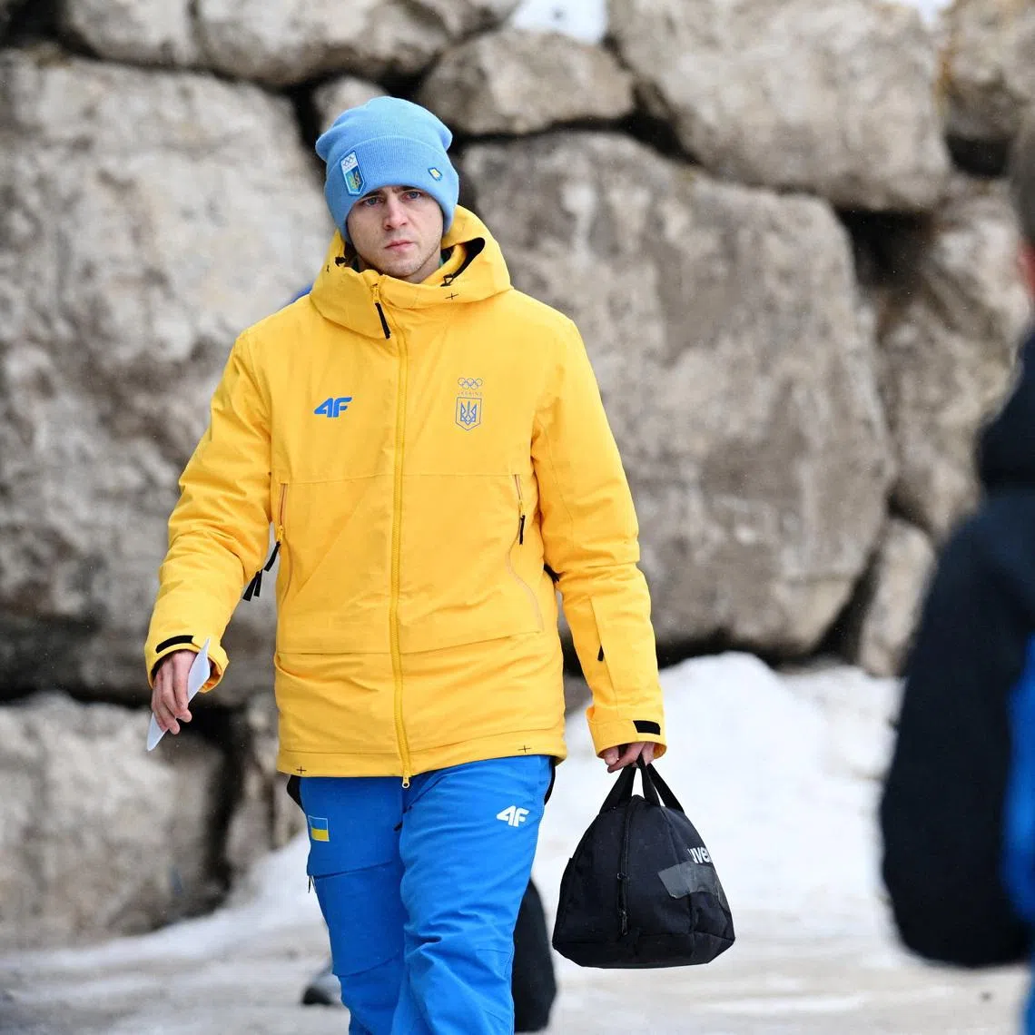 Milano Cortina 2026 Olympics - Skeleton - IOC President Kirsty Coventry meets skeleton racer Vladyslav Heraskevych of Ukraine - Cortina Sliding Centre, Cortina d'Ampezzo, Italy - February 12, 2026. Vladyslav Heraskevych of Ukraine on the day he is scheduled to meet IOC President Kirsty Coventry regarding the potential disqualification after wearing a helmet in tribute to athletes who have died amid Russia's attack on Ukraine REUTERS/Jennifer Lorenzini     TPX IMAGES OF THE DAY