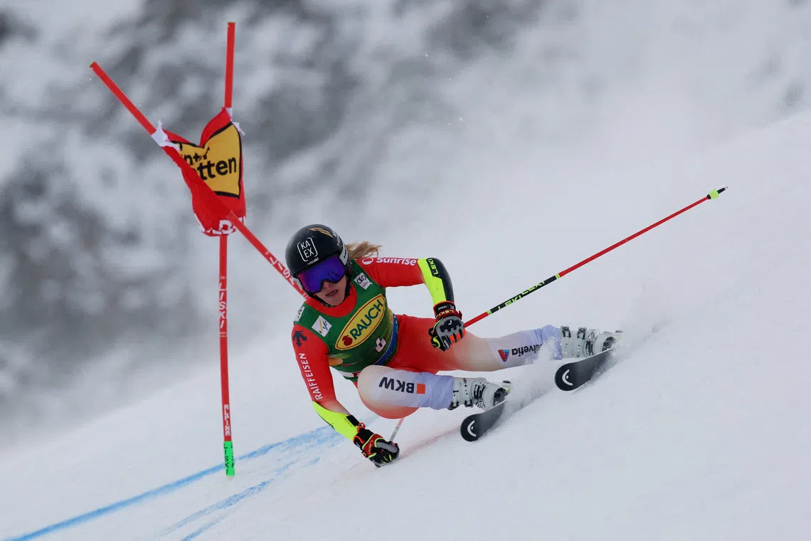 FILE PHOTO: Alpine Skiing - FIS Alpine Ski World Cup - Women's Giant Slalom - Soelden, Austria - October 25, 2025 Switzerland's Lara Gut-Behrami in action during the first run REUTERS/Leonhard Foeger/File Photo