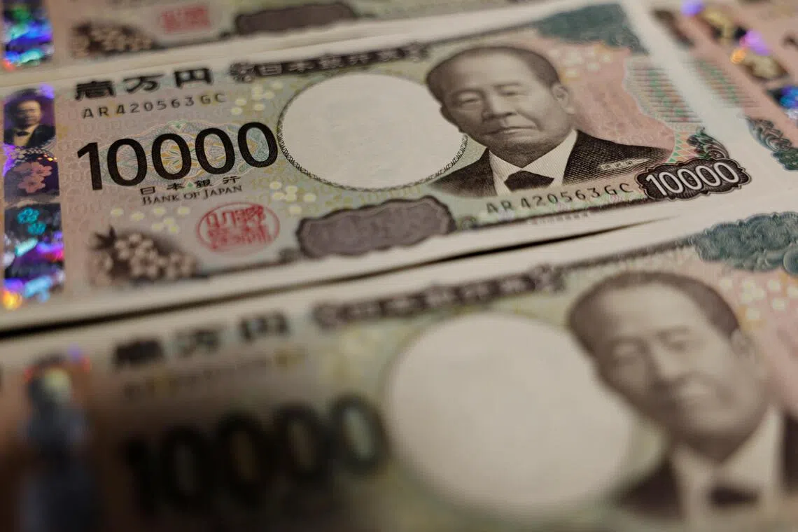 The yen rose to 156.81 per US dollar on Oct 23 and strengthened to approximately 122.71 per Singapore dollar.