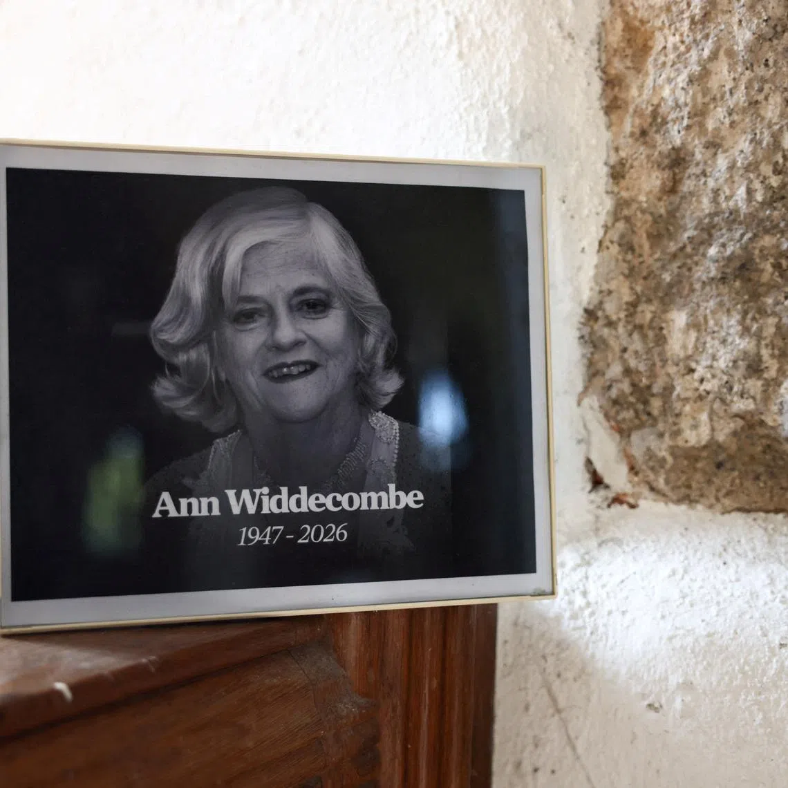 FILE PHOTO: A picture of former government minister and Reform UK member Ann Widdecombe is displayed at St. Pancras Church, in Widecombe-in-the-Moor, Britain, July 12, 2026. REUTERS/Jack Taylor/File Photo