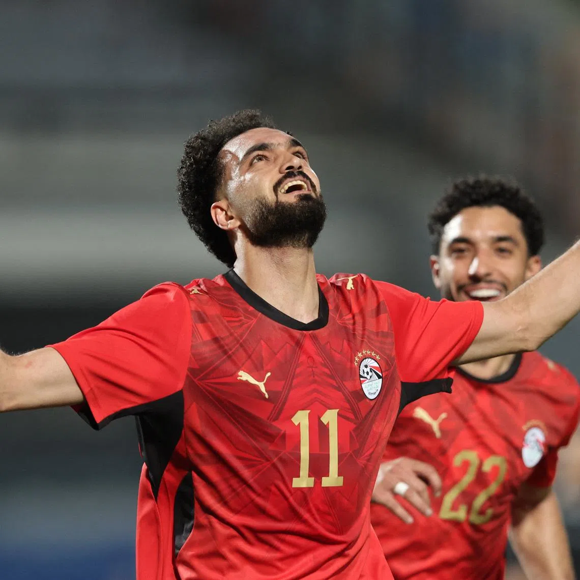 Soccer Football - International Friendly - Egypt v Russia - Cairo International Stadium, Cairo, Egypt - May 28, 2026 Egypt's Mostafa Ziko celebrates scoring their first goal REUTERS/Mohamed Abd El Ghany