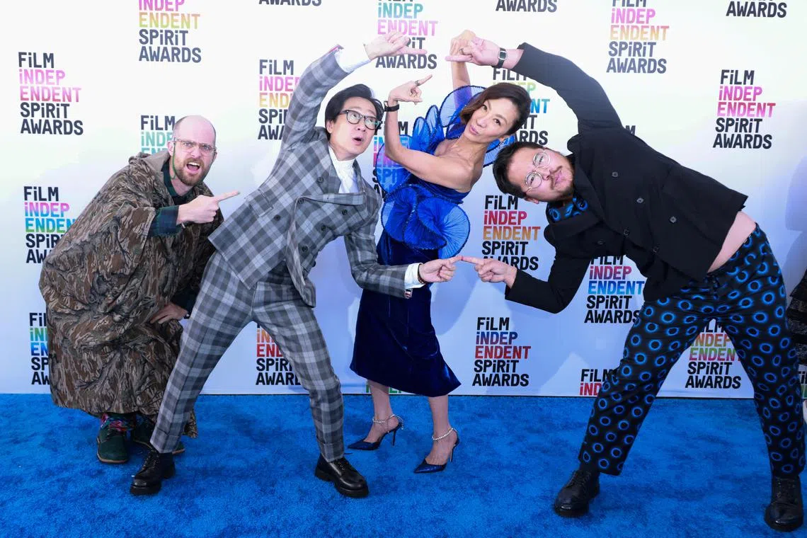 Daniel Scheinert, Michelle Yeoh, Ke Huy Quan and Daniel Kwan attend the 38th Independent Spirit Awards in Santa Monica, California, U.S., March 4, 2023. REUTERS/Aude Guerrucci
