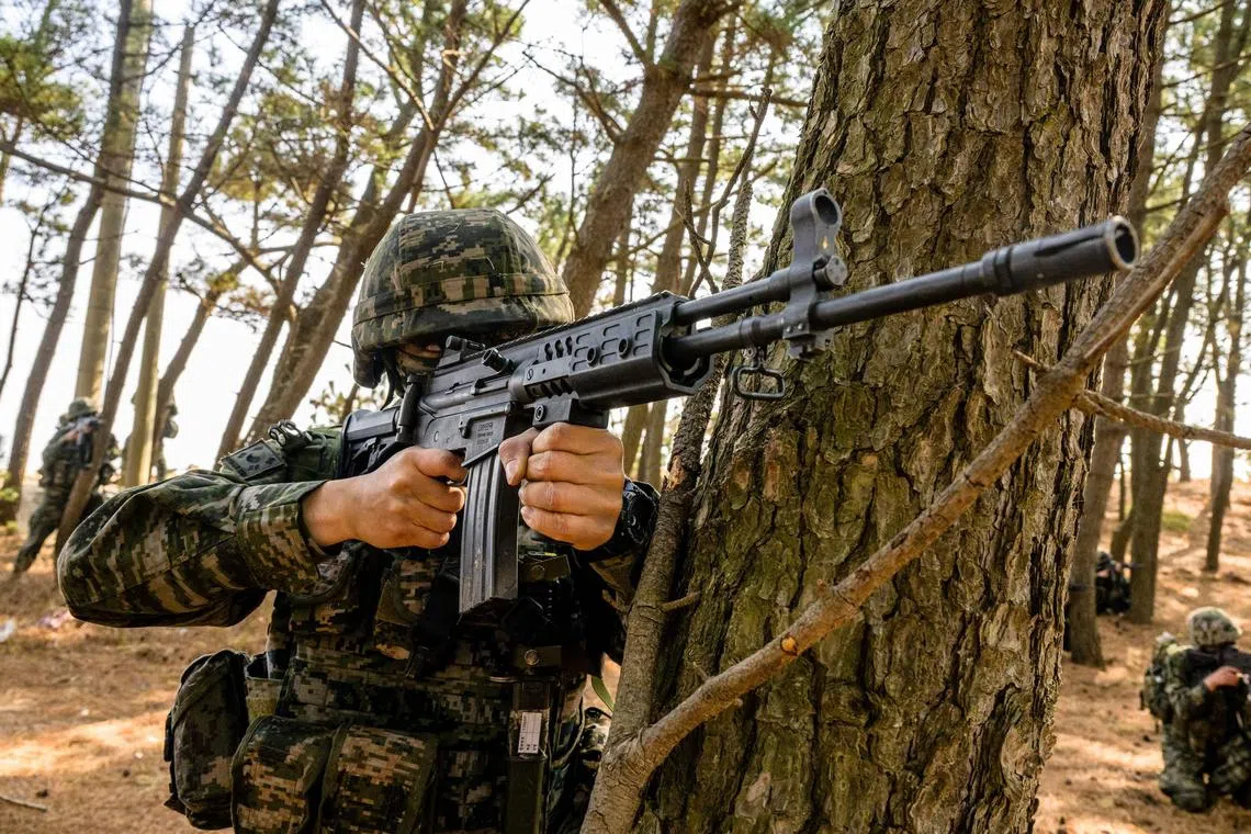 South Korea has said its law forbids supplying weapons to countries engaged in conflict. 
