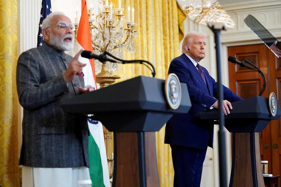 The flap has soured what has previously been a close bond between Mr Modi (left) and Mr Trump (right). 