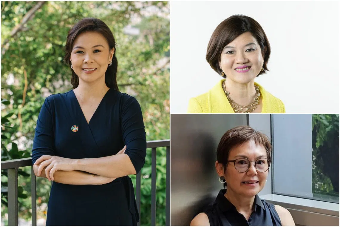 (Clockwise from left) Ms Jessica Cheam, Ms Jill Lee and Ms Annabelle Yip are among the woman holding board seats in firms here.