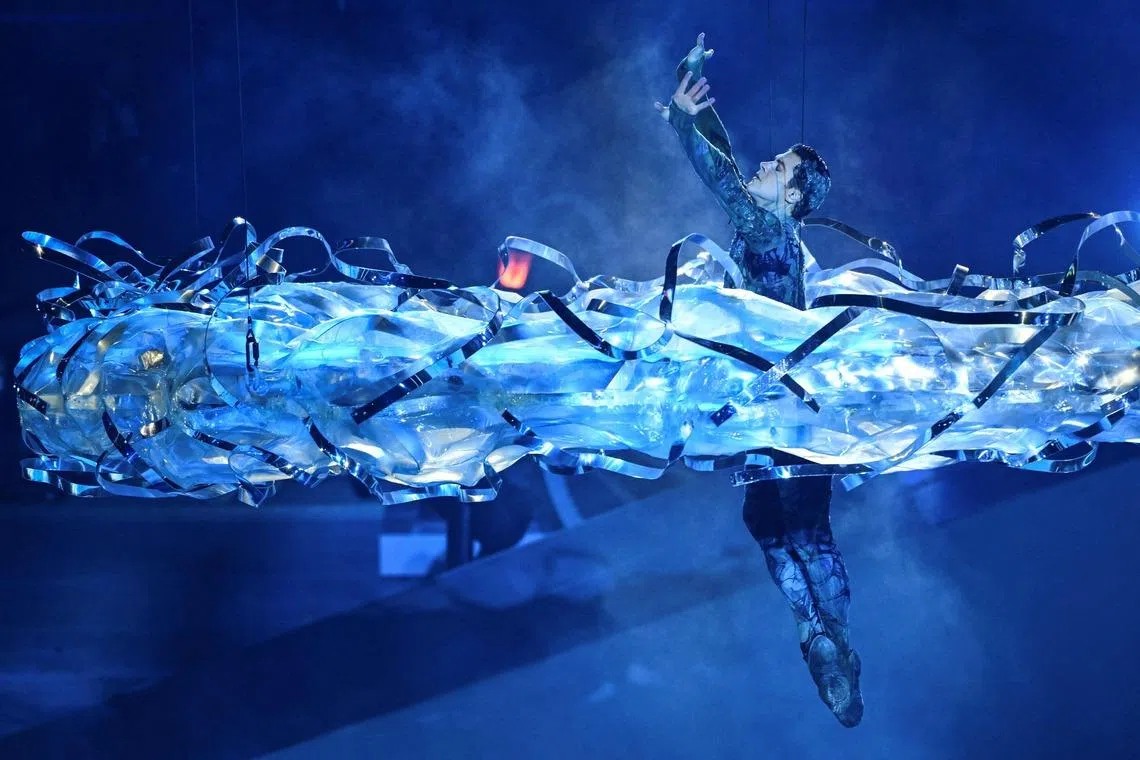 Italian dancer Roberto Bolle performing during the closing ceremony of the Milano Cortina 2026 Winter Olympic Games at the Verona Arena in Verona, northern Italy, on Feb 22, 2026. 