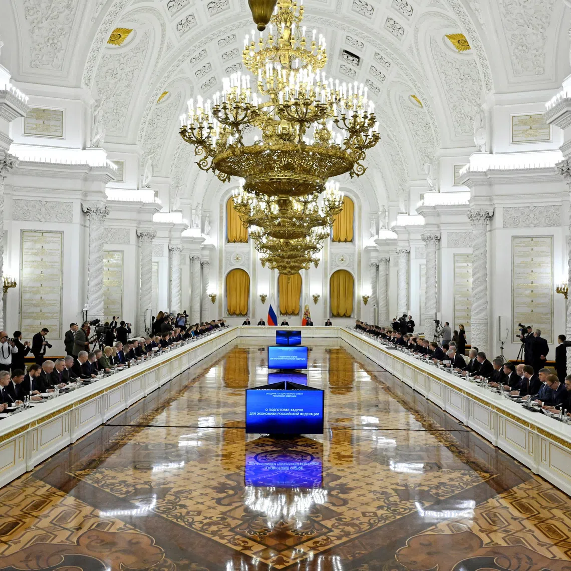 Russian President Vladimir Putin chairs a State Council meeting at the Kremlin in Moscow, Russia December 25, 2025.     ALEXANDER NEMENOV/Pool via REUTERS