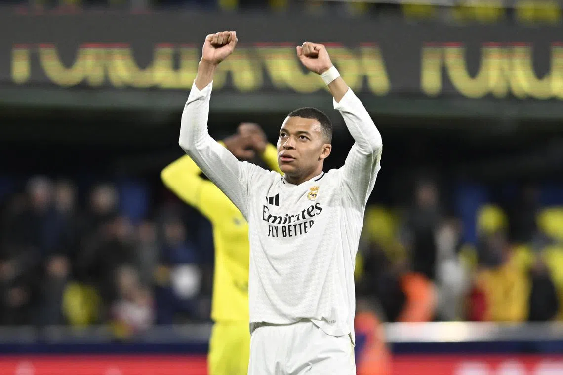Real Madrid's Kylian Mbappe scored a double to rescue a win for his team against Villarreal on March 15.