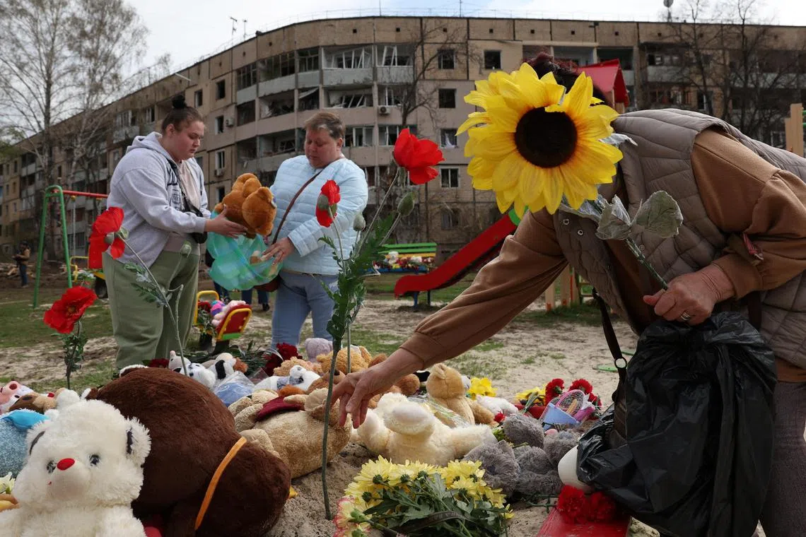 A Russian missile attack on the Ukrainian city of Kryvyi Rih on April 4 killed 11 adults and nine children, in one of the deadliest attacks on civilians in months.