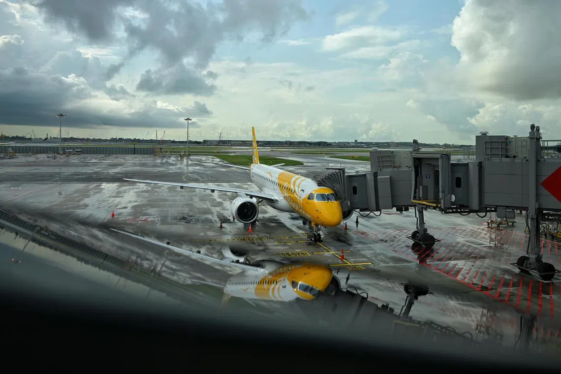 Transport Minister Chee Hong Tat at the launch of low-cost carrier Scoot's first Embraer E-190-E2 aircraft ahead of its maiden flight to Krabi.
