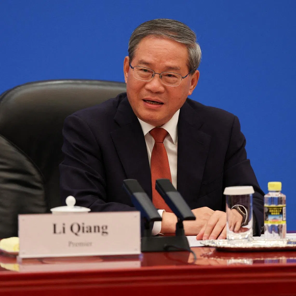 Chinese Premier Li Qiang at the Great Hall of the People in Beijing, on May 14.