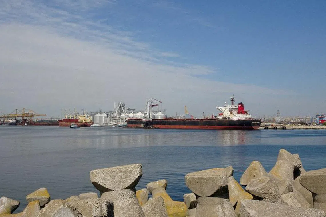 FILE PHOTO: A view of the cereal terminal with grain silo in the Black Sea port of Constanta, Romania, May 11, 2022. REUTERS/Anca Cernat/File Photo