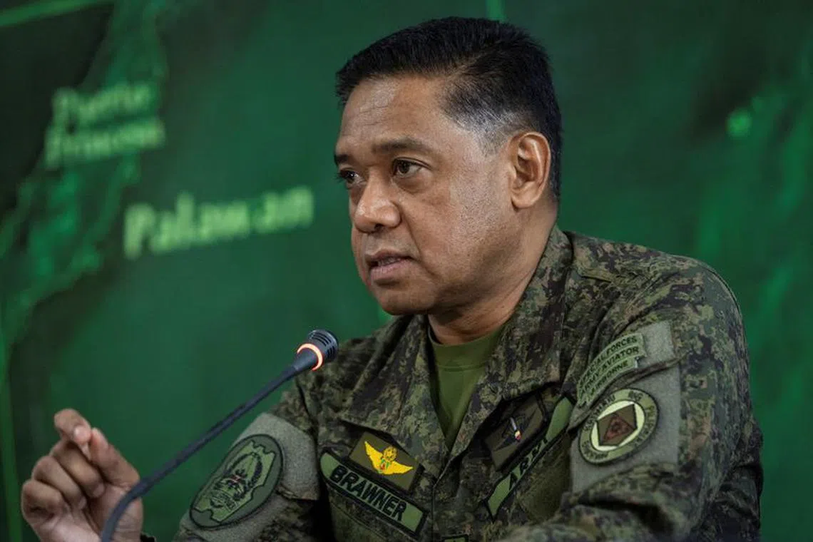 Armed Forces of the Philippines Chief of Staff General Romeo Brawner Jr. speaks to the media during a press briefing at Western Command in Puerto Princesa, Palawan, Philippines, August 10, 2023. REUTERS/Eloisa Lopez/File Photo