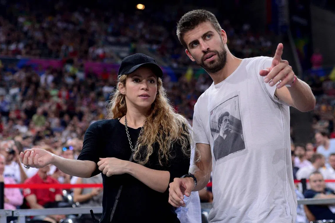 Colombian star Shakira with ex-partner, former footballer Gerard Pique, in a file photo taken in September 2014.