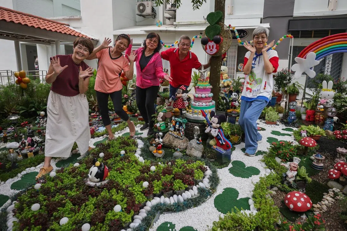(From left) Retired florist Jasmine Tan, part-time cleaner Christina Koh, retired accountant Irene Oh, retired food caterer Clifford Leung and homemaker Eileen Ang at St Luke’s ElderCare Active Ageing Centre on Sep 4.